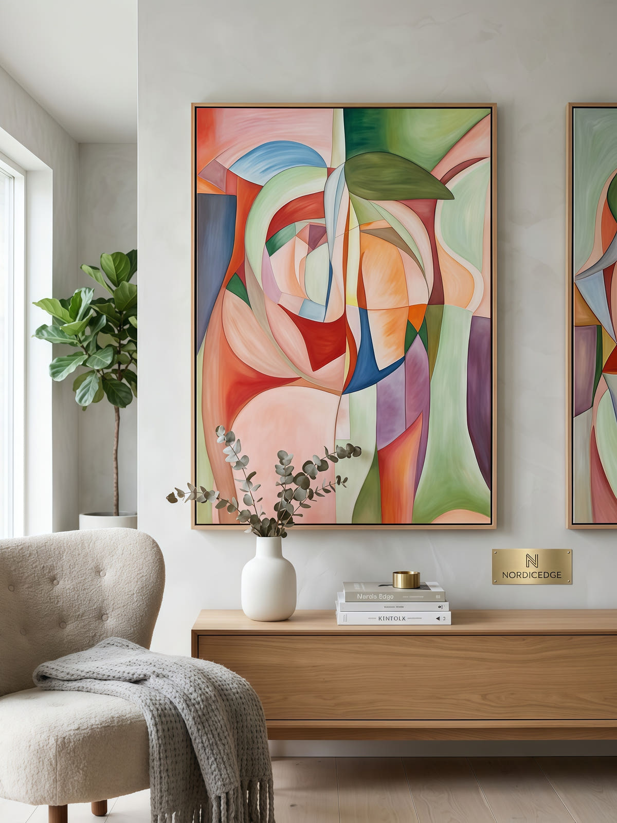 Apple" Modern Organic Abstract Canvas Wall Art – full artwork view