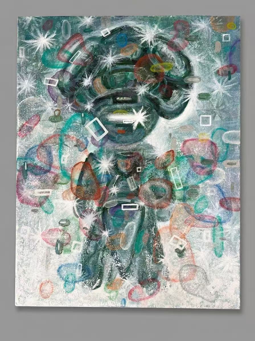 Time Traveler" Original Abstract Painting – full artwork view