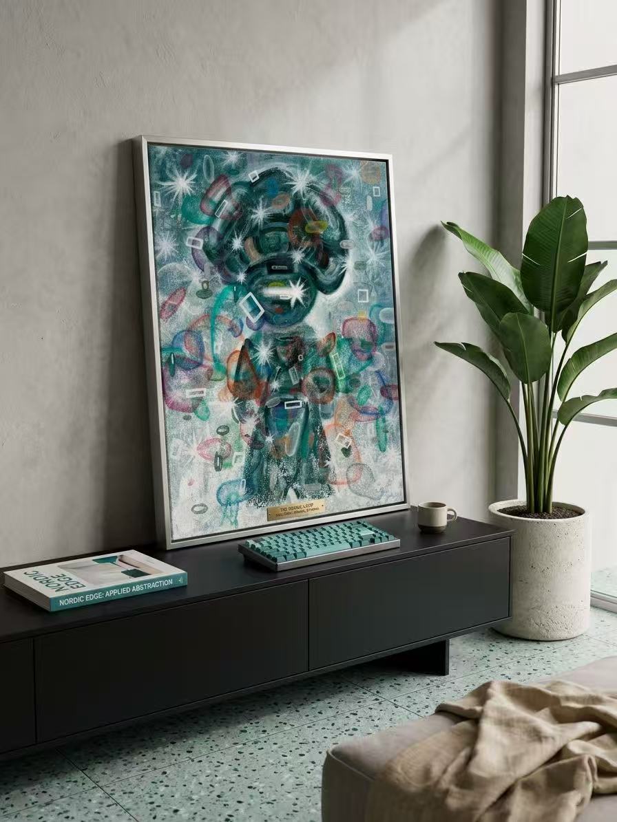 Time Traveler" Original Abstract Painting – surface detail