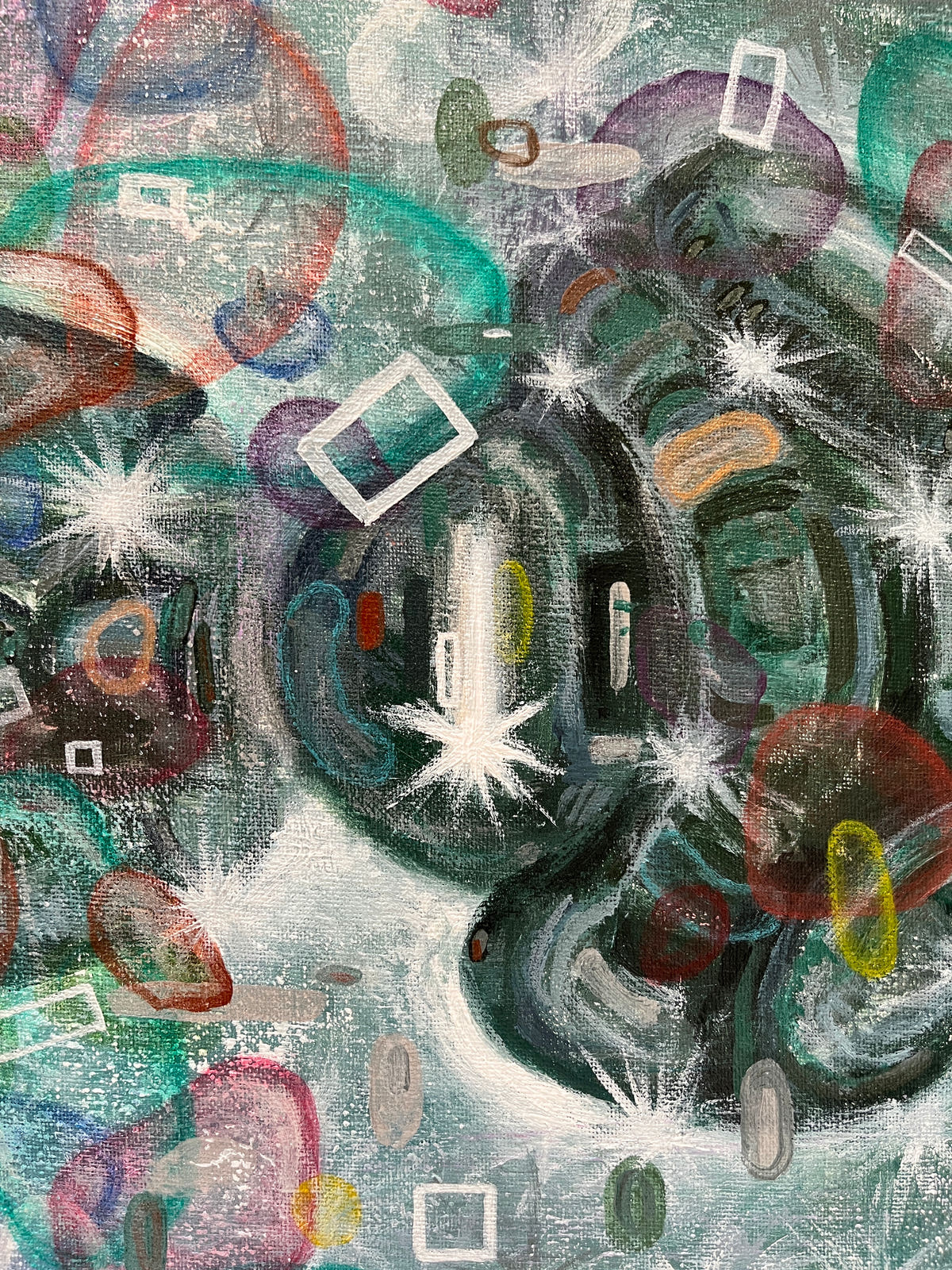 Time Traveler" Original Abstract Painting – framed view