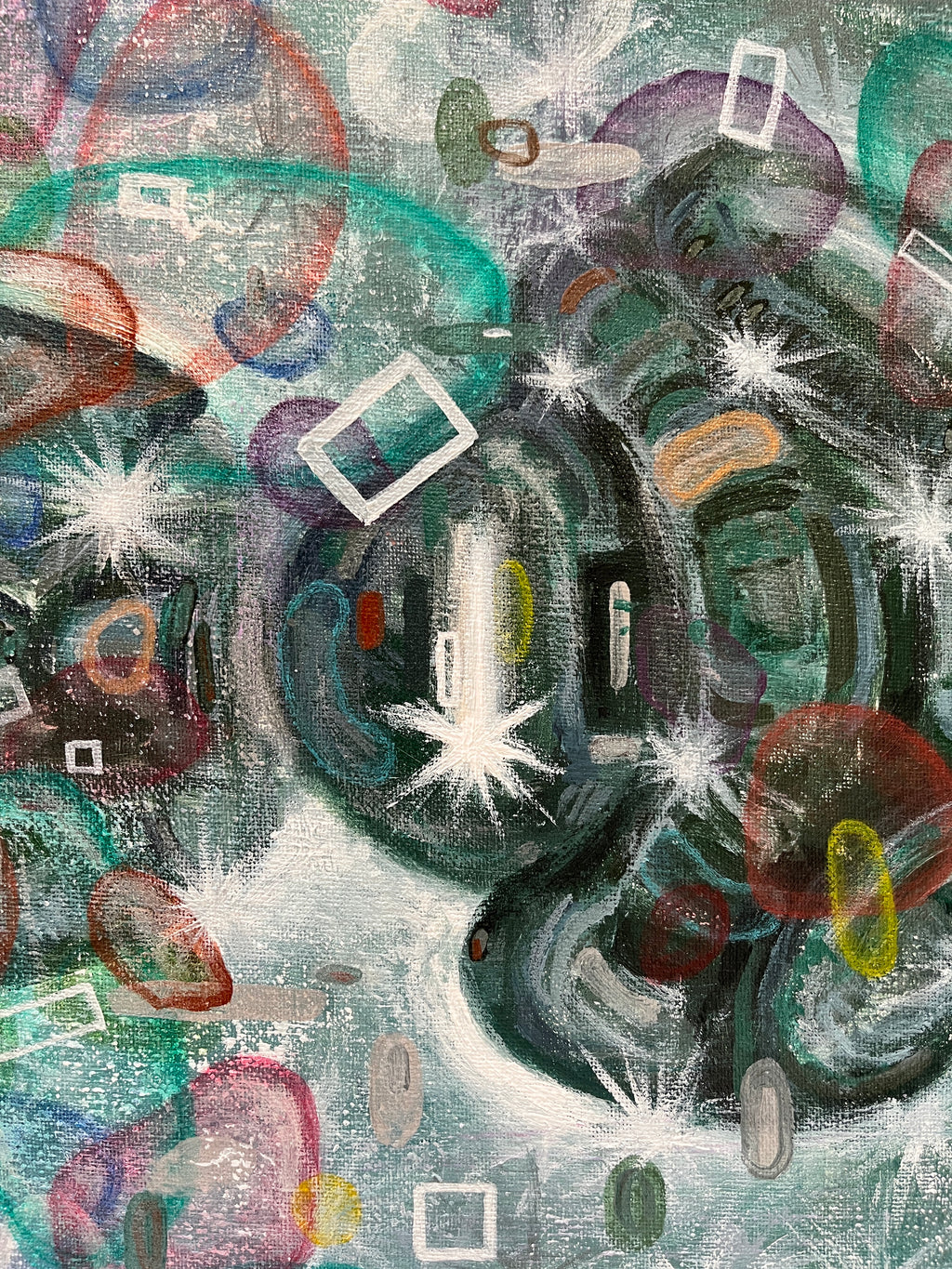 Time Traveler" Original Abstract Painting – framed view
