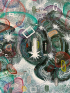 Time Traveler" Original Abstract Painting – framed view