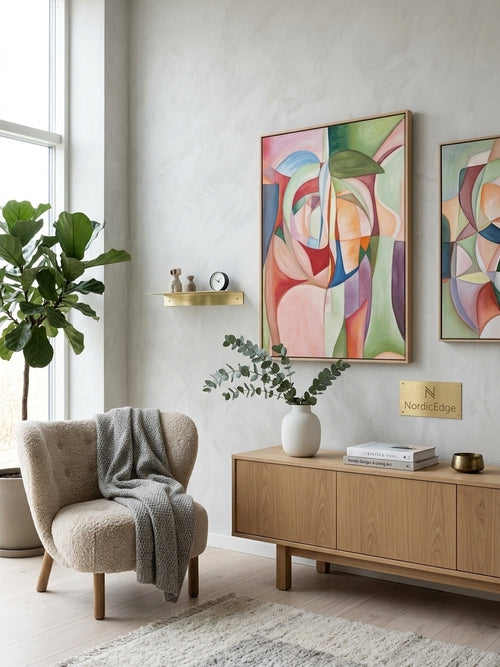 Apple" Modern Organic Abstract Canvas Wall Art – surface detail