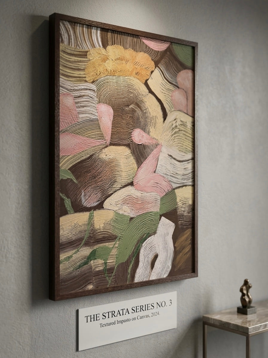 Floral Whispers" Original Abstract Painting – surface detail