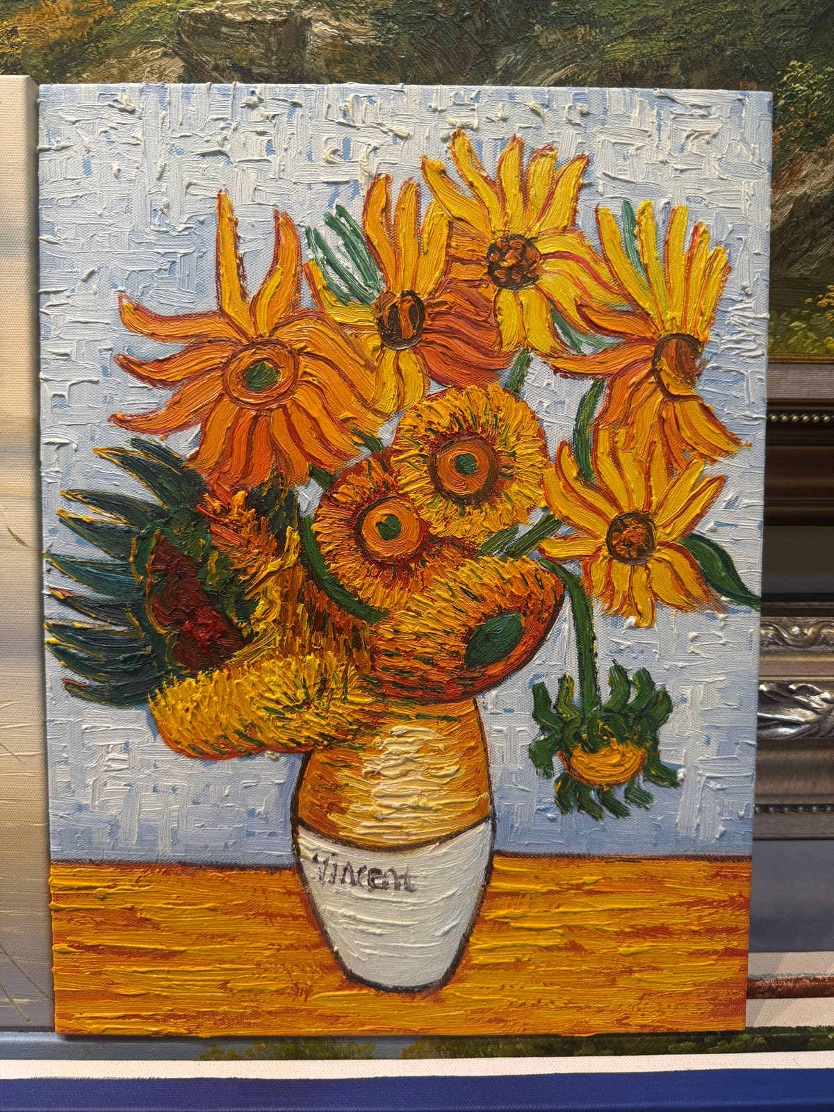 Van Gogh Sunflowers" Canvas Oil Painting – surface detail