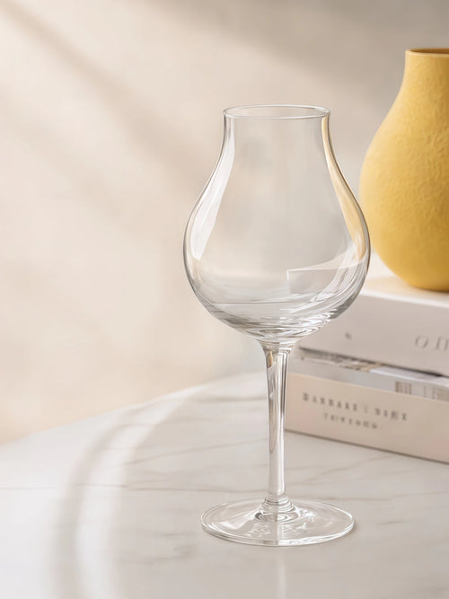 Amber" Hand-Blown Burgundy Wine Glass – front view